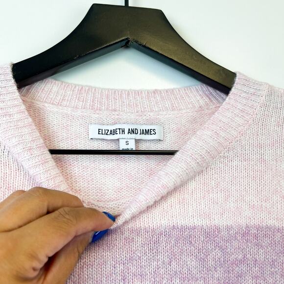 Elizabeth and James Size S Striped Stretch Crew Knit Sweater Pink Purple - Picture 4 of 10